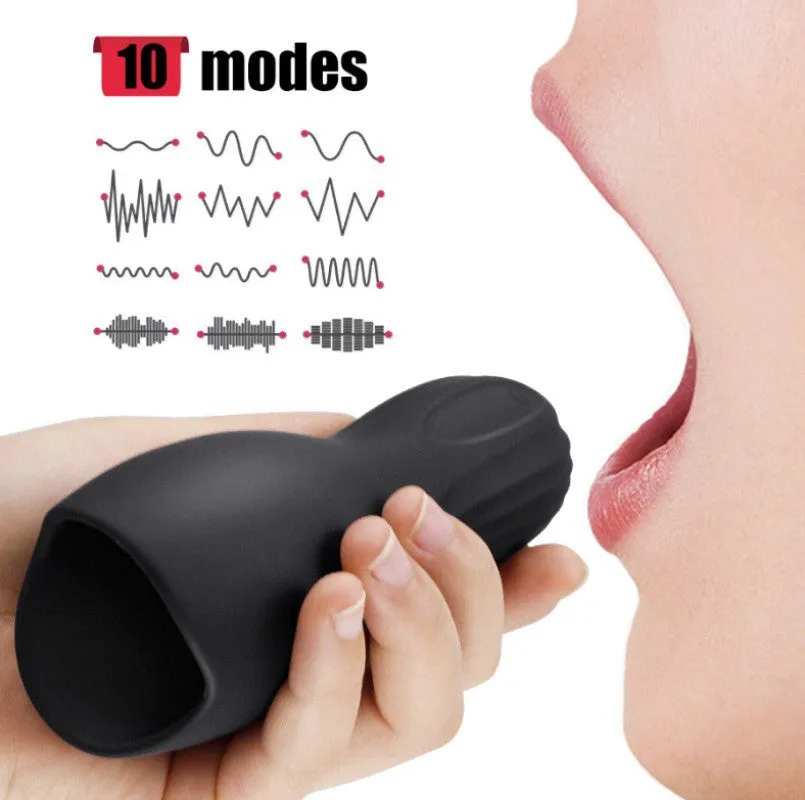 10 Modes Penis Delay Trainer Male Masturbator Vibrator Automatic Oral Climax Massager for Men