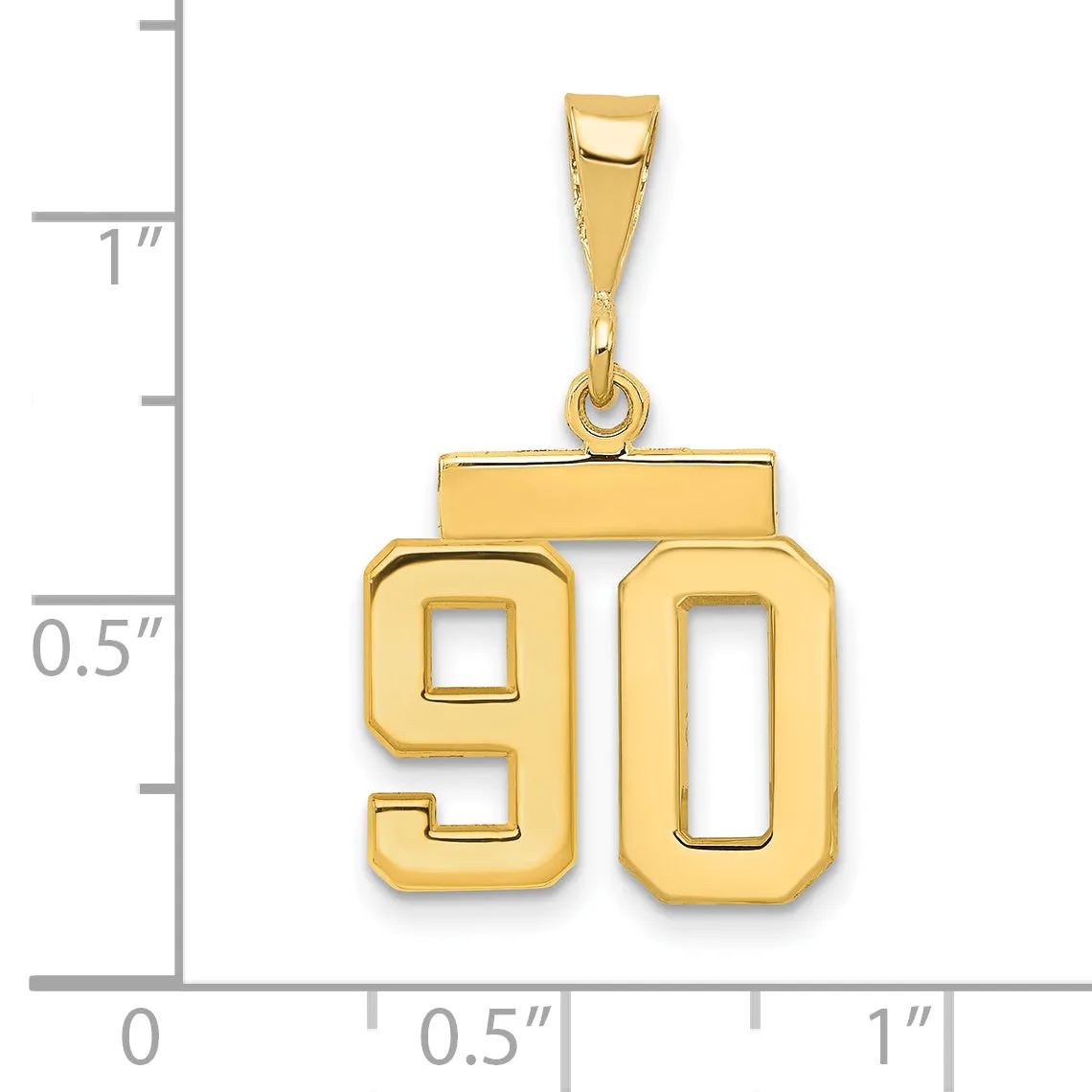 14k yellow gold small polished number 90 charm