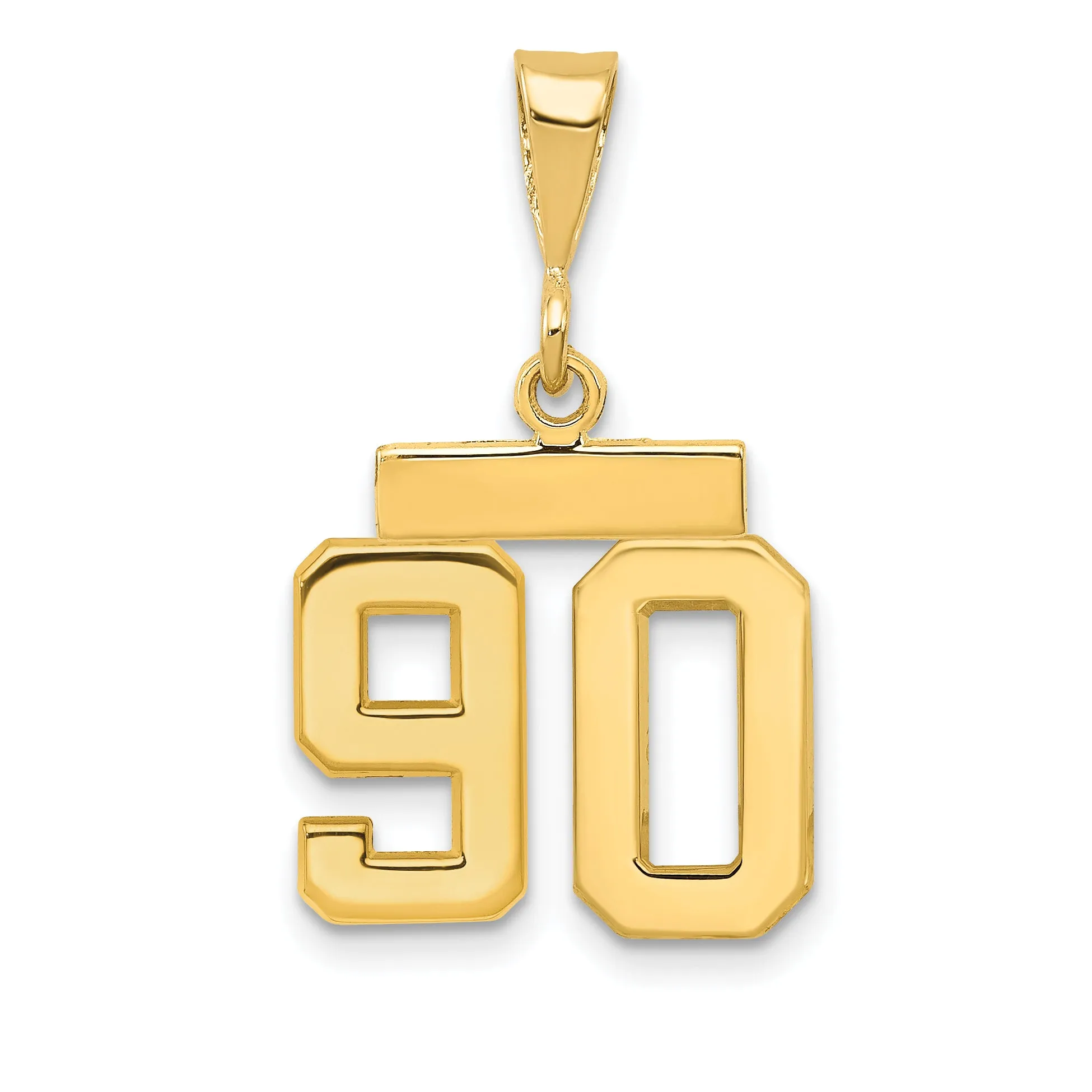 14k yellow gold small polished number 90 charm