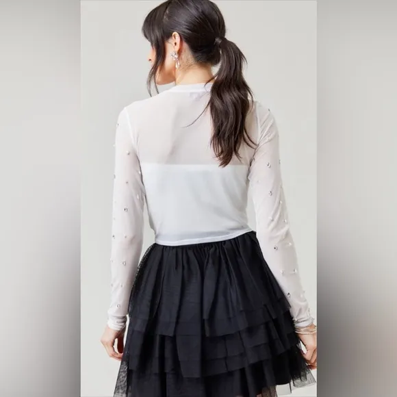 (60)New Francesca’s Deonne Tulle Flippy Mini Skirt