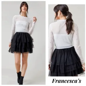 (60)New Francesca’s Deonne Tulle Flippy Mini Skirt