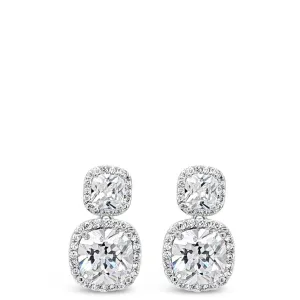 Absolute Sliver Sqaure Halo Earrings
