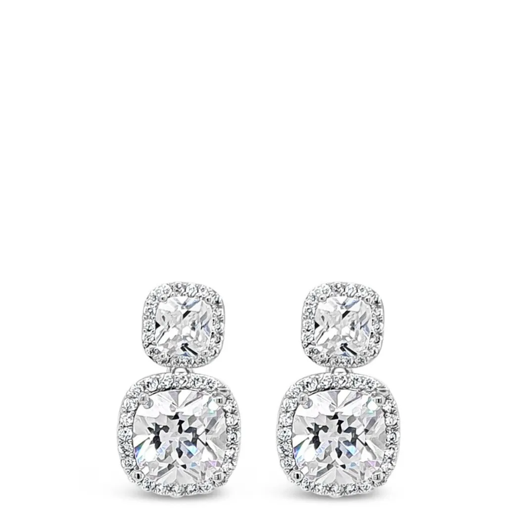 Absolute Sliver Sqaure Halo Earrings