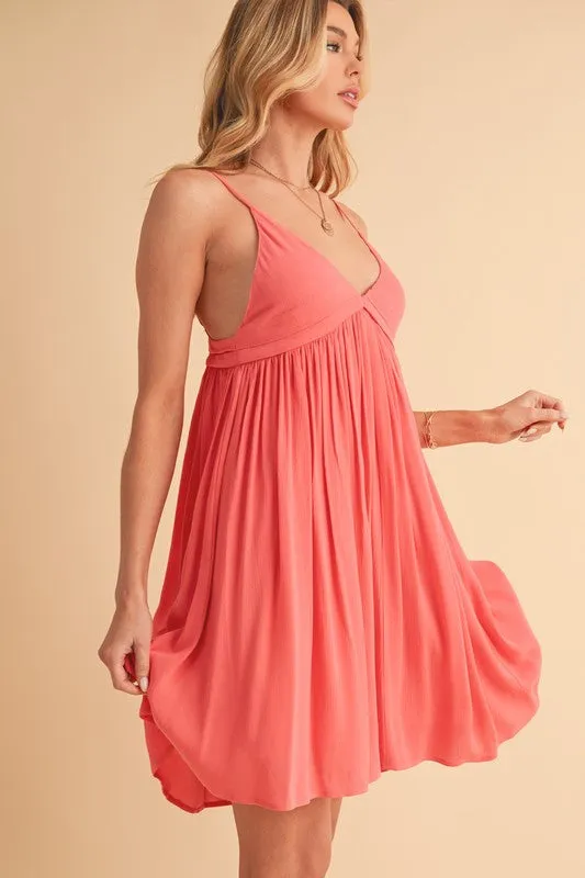 Aemi   Co Ruched Plunge Mini Cami Dress