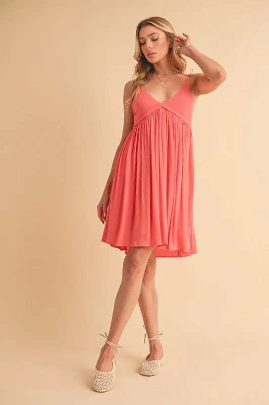 Aemi   Co Ruched Plunge Mini Cami Dress