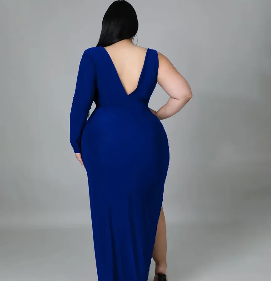 Amina Plus Size One-Shoulder Cutout Bodycon Maxi Dress