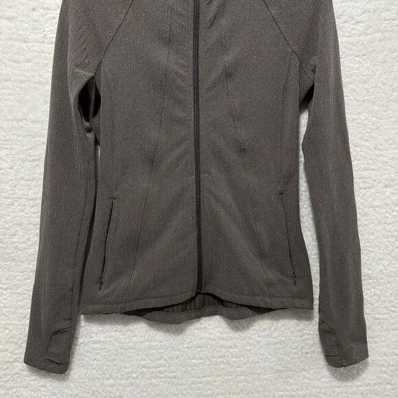 ATHLETA Women's Brown Full Zip Athletic Running Top Long Sleeve Stretch Size S