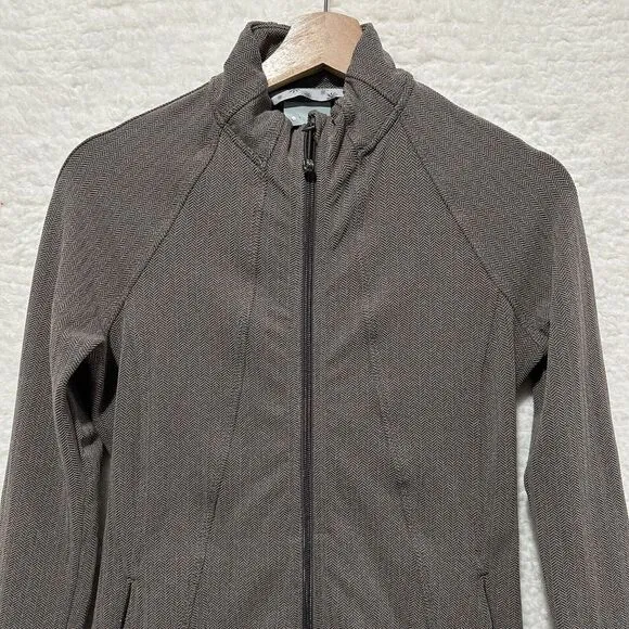 ATHLETA Women's Brown Full Zip Athletic Running Top Long Sleeve Stretch Size S