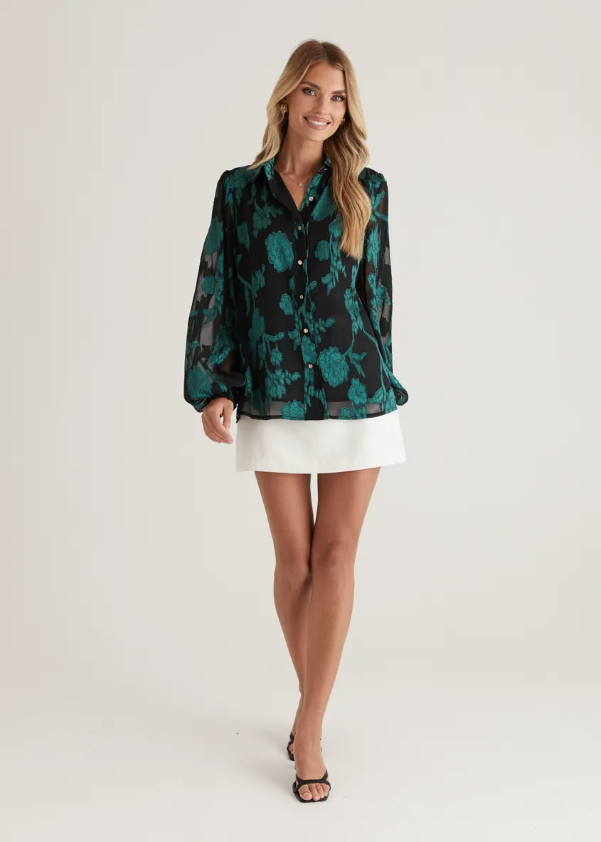 Avril Shirt - Emerald Floral