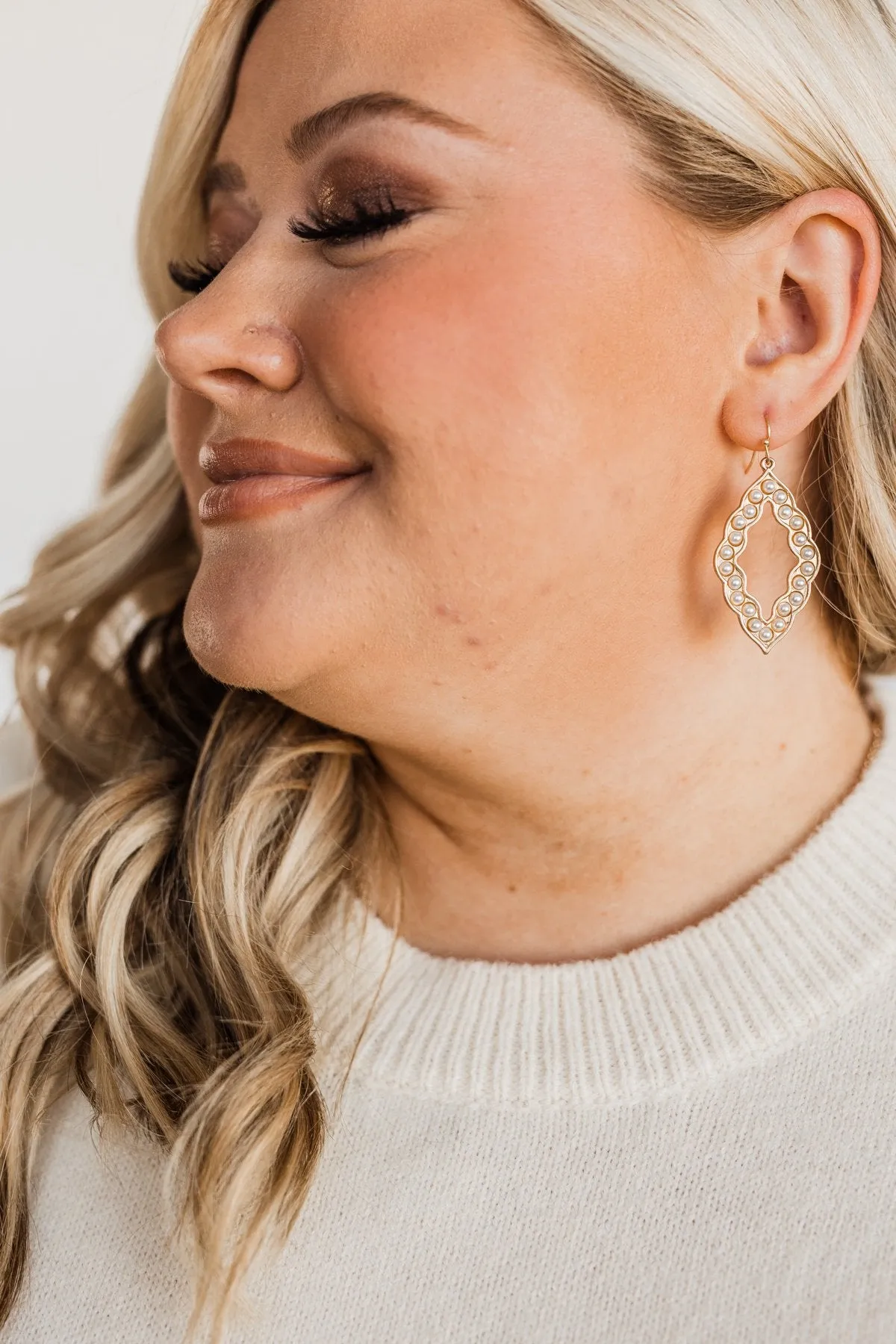 Beautifully Bold Dangle Pearl Earrings- Gold