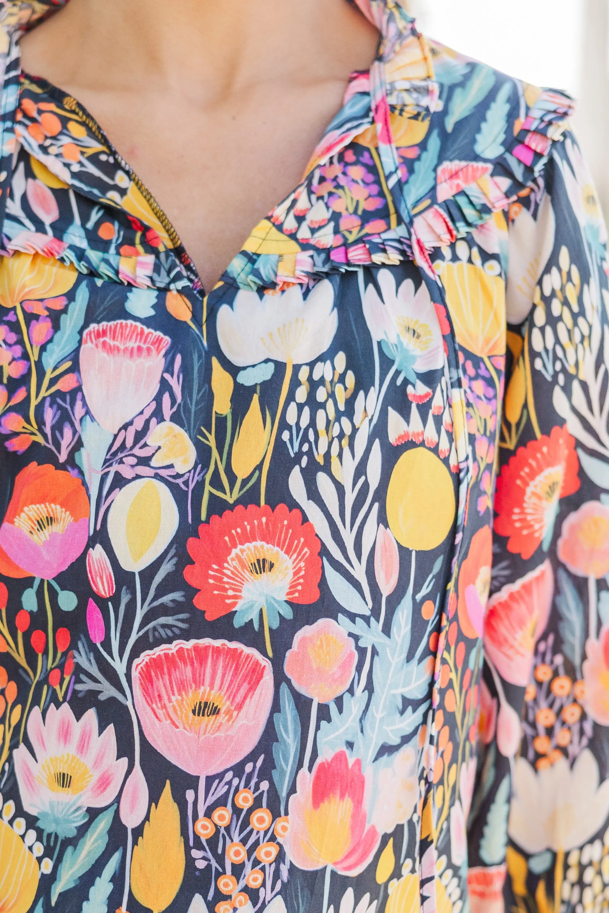 Better Believe It Mustard Floral Blouse