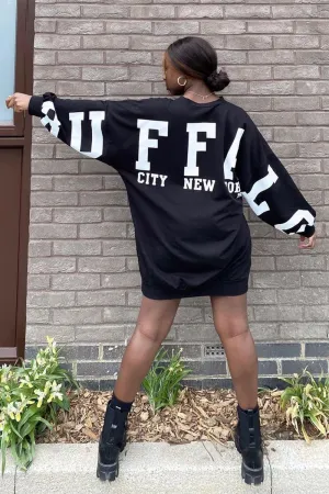 Black Buffalo New York Slogan Sweater Dress - Nazaria