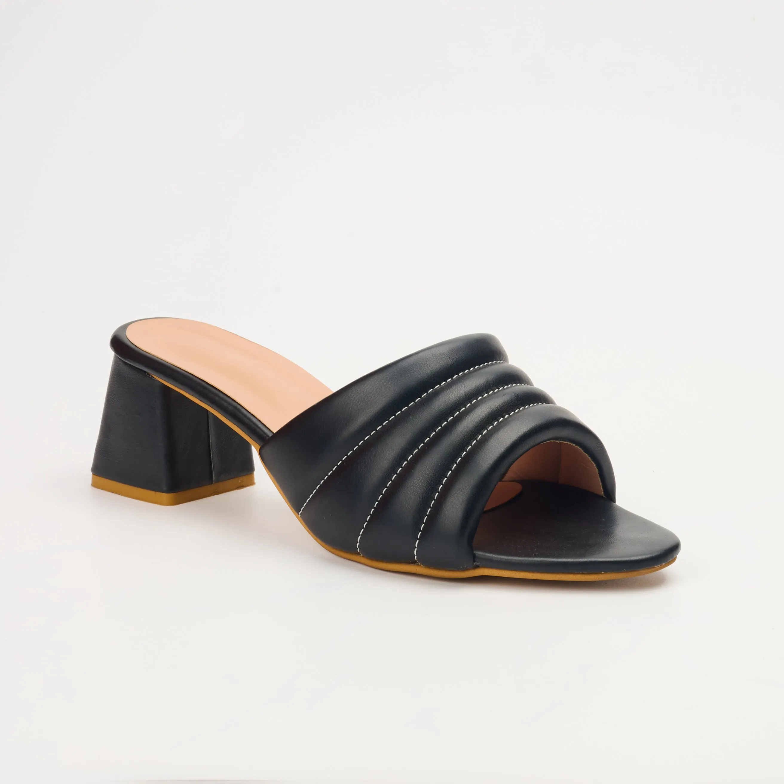Black heels- Bold Strapped Black Daily wear heels in Block heels