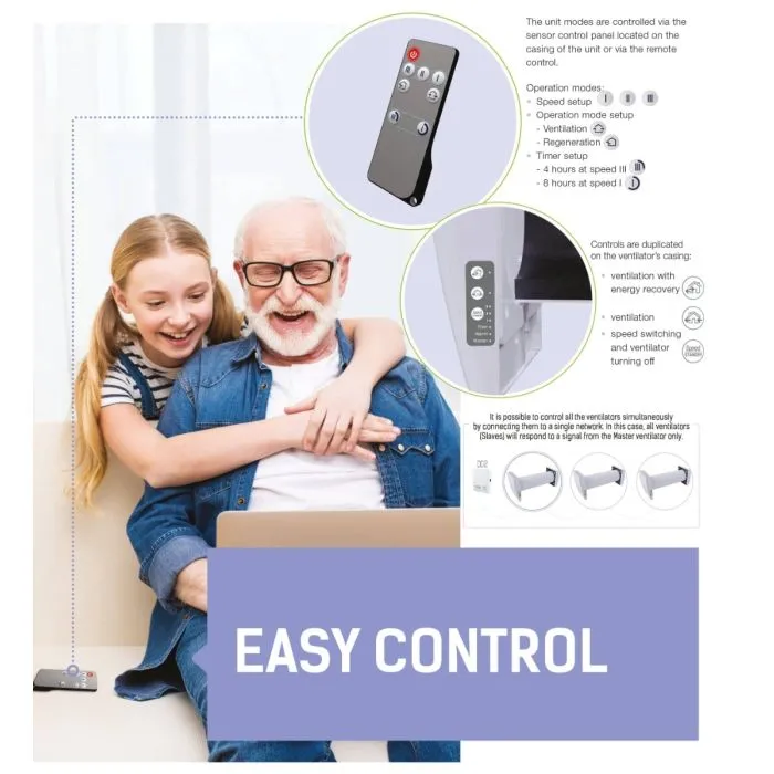 Blauberg AERIS-MIDI-BRO Aeris-Midi Alternate Flow Heat Recovery Fan Single Room Energy Saving Unit Brown