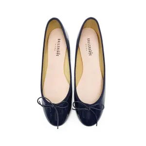 Blue patent leather ballet flats