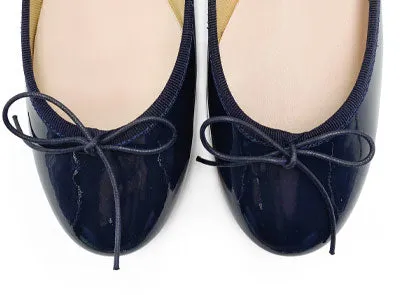 Blue patent leather ballet flats