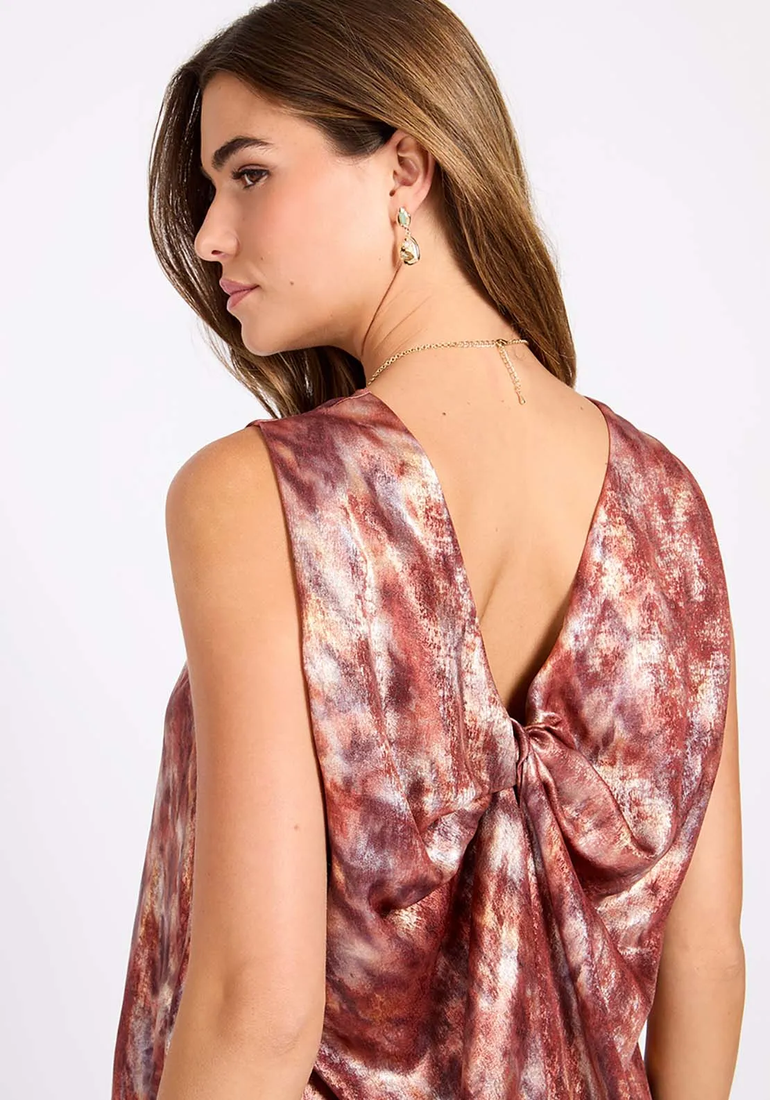 Blur Print Satin Mini Dress - Multicolour