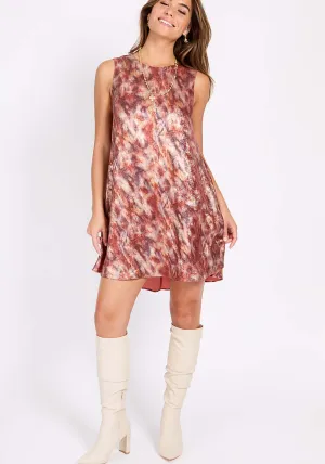 Blur Print Satin Mini Dress - Multicolour