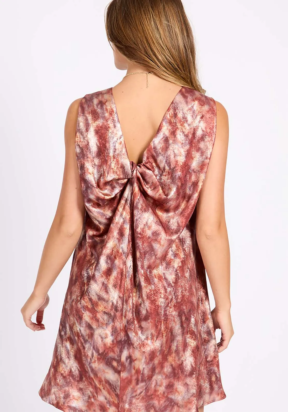 Blur Print Satin Mini Dress - Multicolour