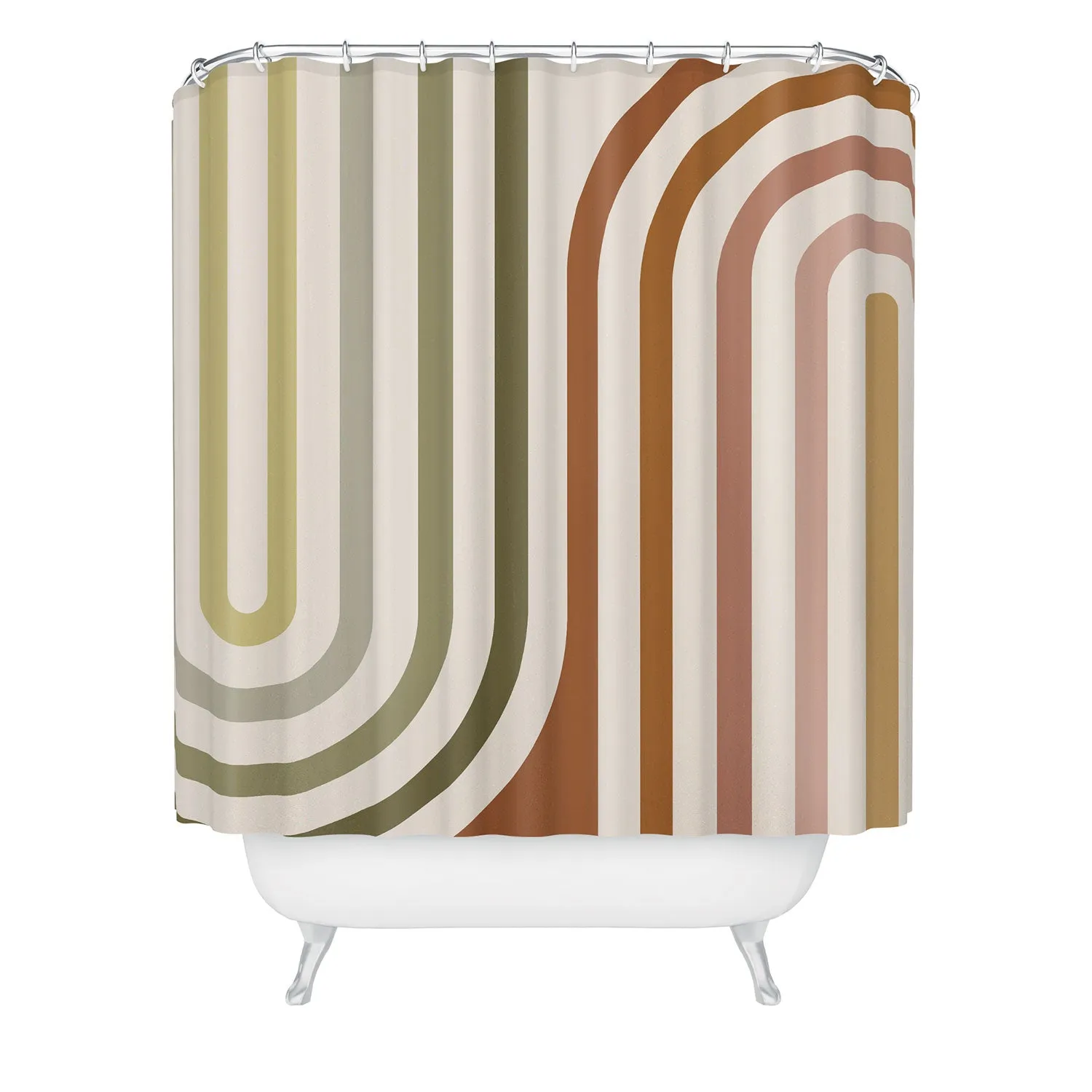 BOLD CURVATURE STRIPES I SHOWER CURTAIN