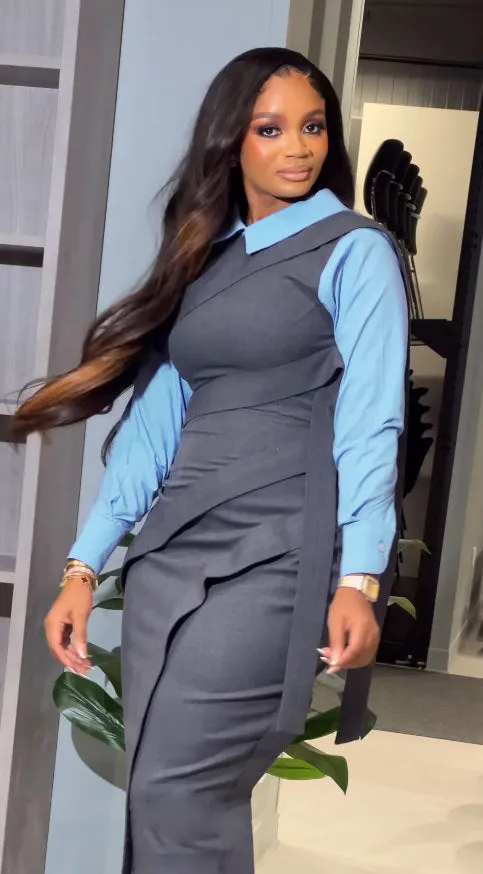 Bold Patchwork Contrast Color Split Bodycon Dress