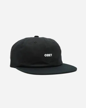 Bold Twill 6 Panel Strapback - Black