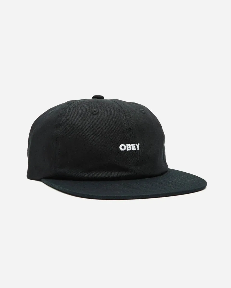 Bold Twill 6 Panel Strapback - Black