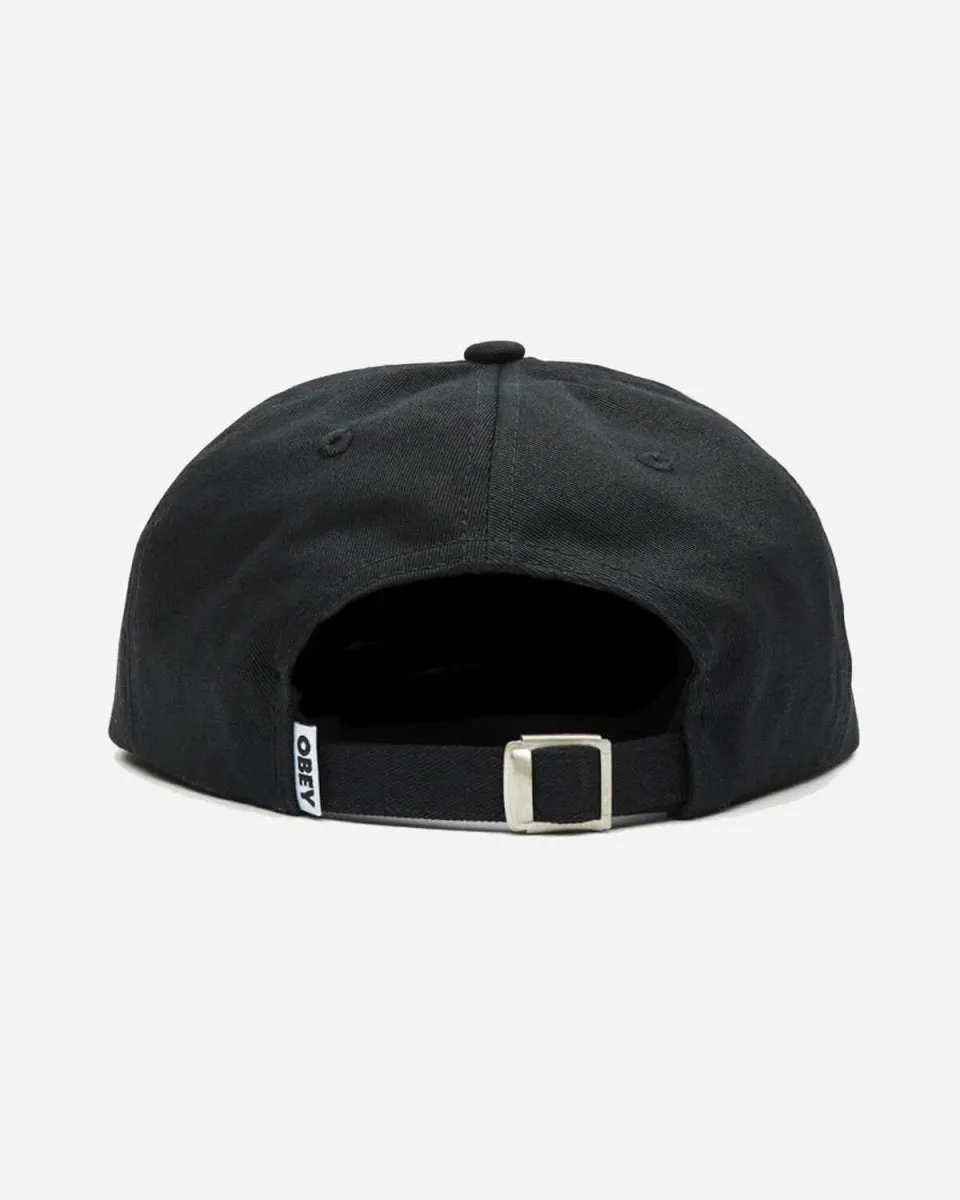 Bold Twill 6 Panel Strapback - Black