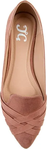 Brinley Co. Womens Pointed Toe Flat Blush, 9 Regular US