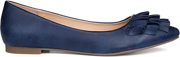 Brinley Co. Womens Ruffled Flat Blue, 9 Regular US