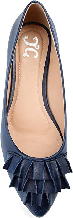 Brinley Co. Womens Ruffled Flat Blue, 9 Regular US