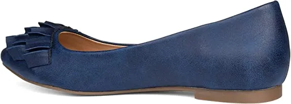 Brinley Co. Womens Ruffled Flat Blue, 9 Regular US