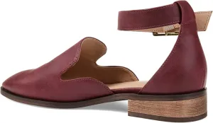 Brinley Co. Womens Square Toe Ankle Strap Flat Wine, 6 Regular US
