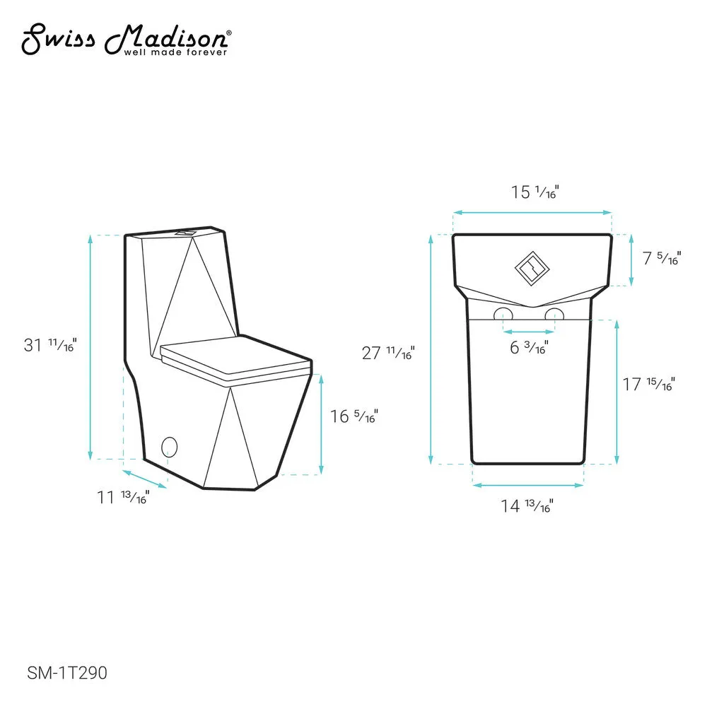 Brusque One-Piece Square Toilet Dual-Flush 1.1/1.6 gpf