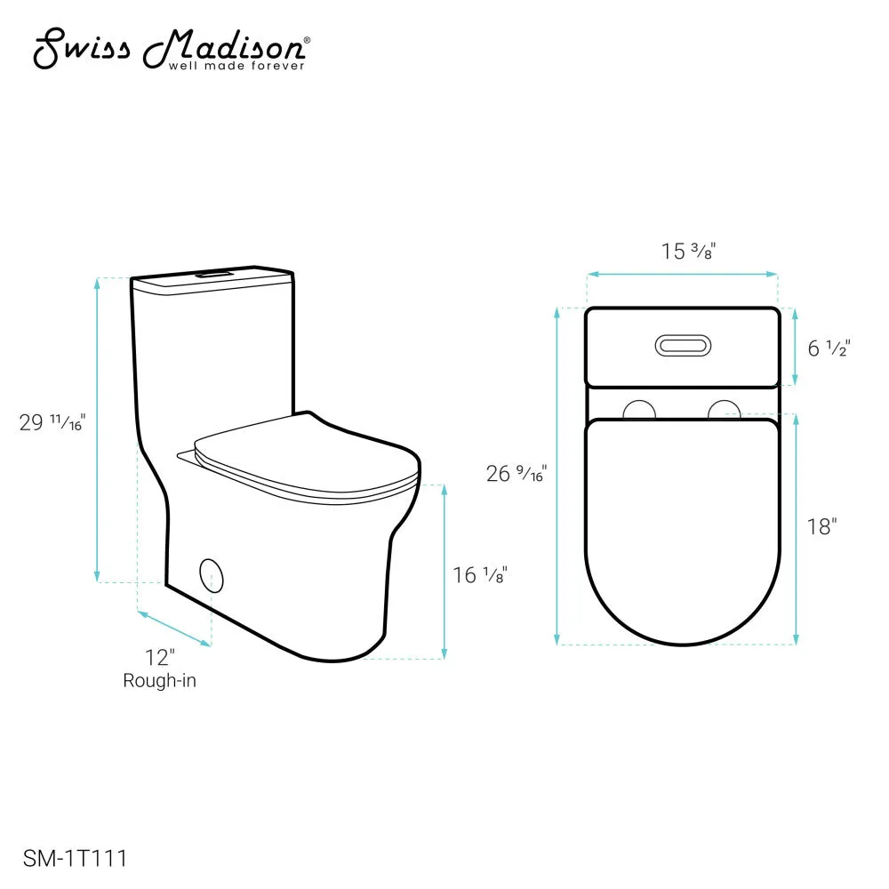 Burdon One-Piece Elongated Toilet Vortex Dual-Flush 1.1/1.6 gpf