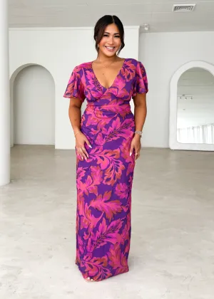 Cabana Maxi Dress - Magenta Floral