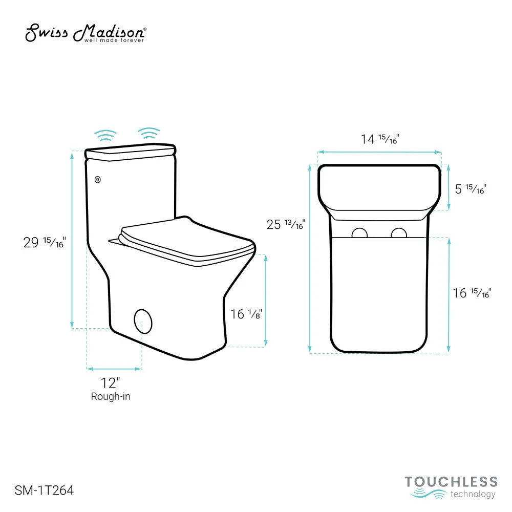 Carre One-Piece Square Toilet Dual-Flush 1.1/1.6 gpf, Touchless