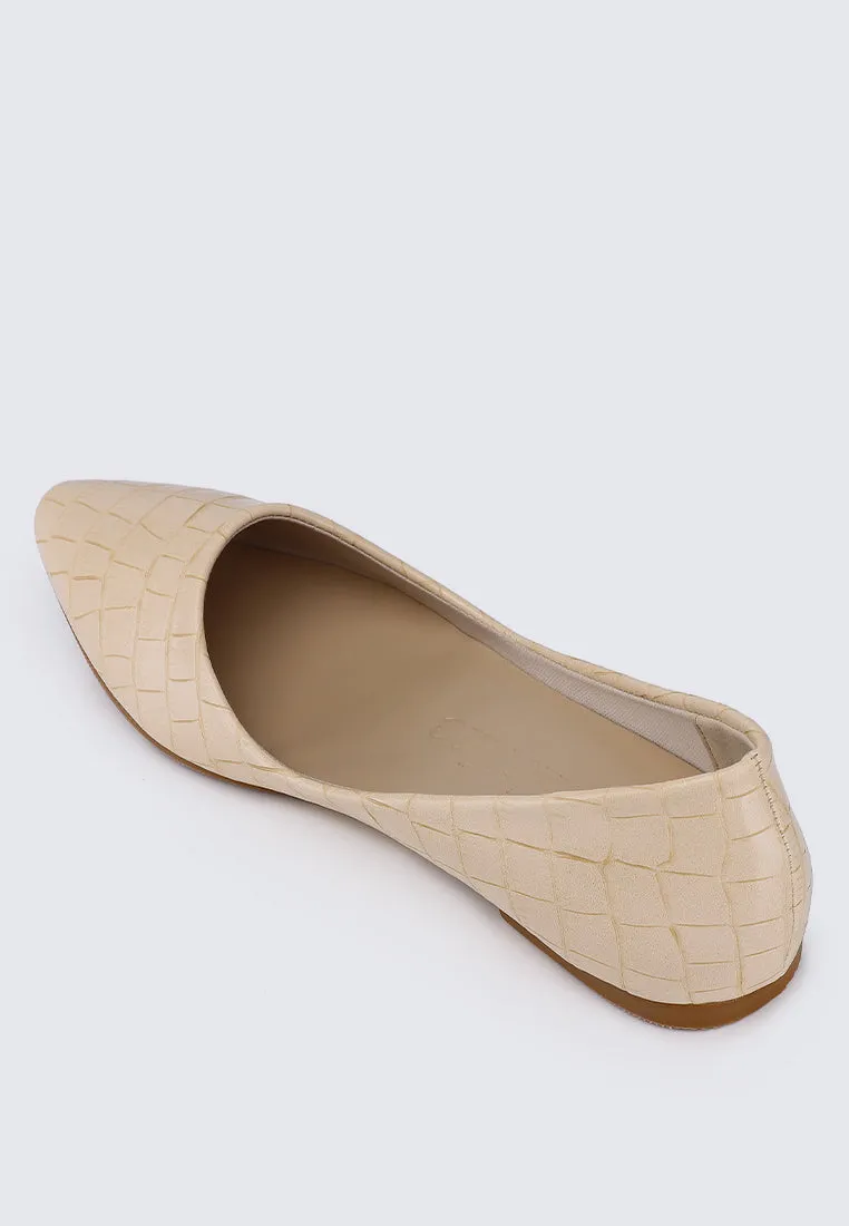Cece Croc Comfy Ballerina In Beige