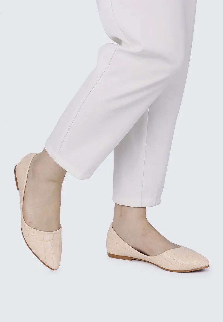 Cece Croc Comfy Ballerina In Beige