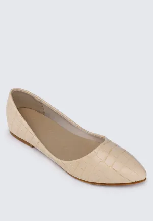 Cece Croc Comfy Ballerina In Beige