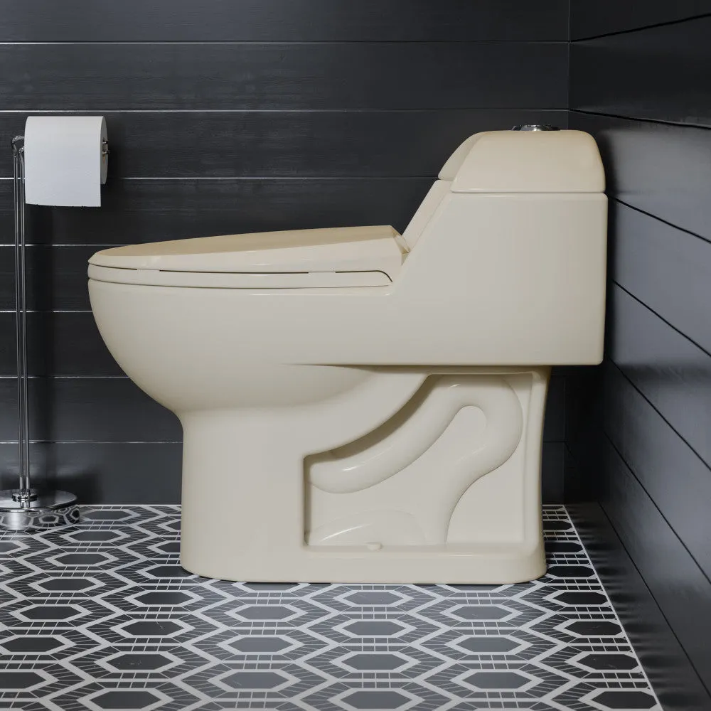Chateau One-Piece Elongated Dual-Flush Toilet in Bisque 1.1/1.6 gpf