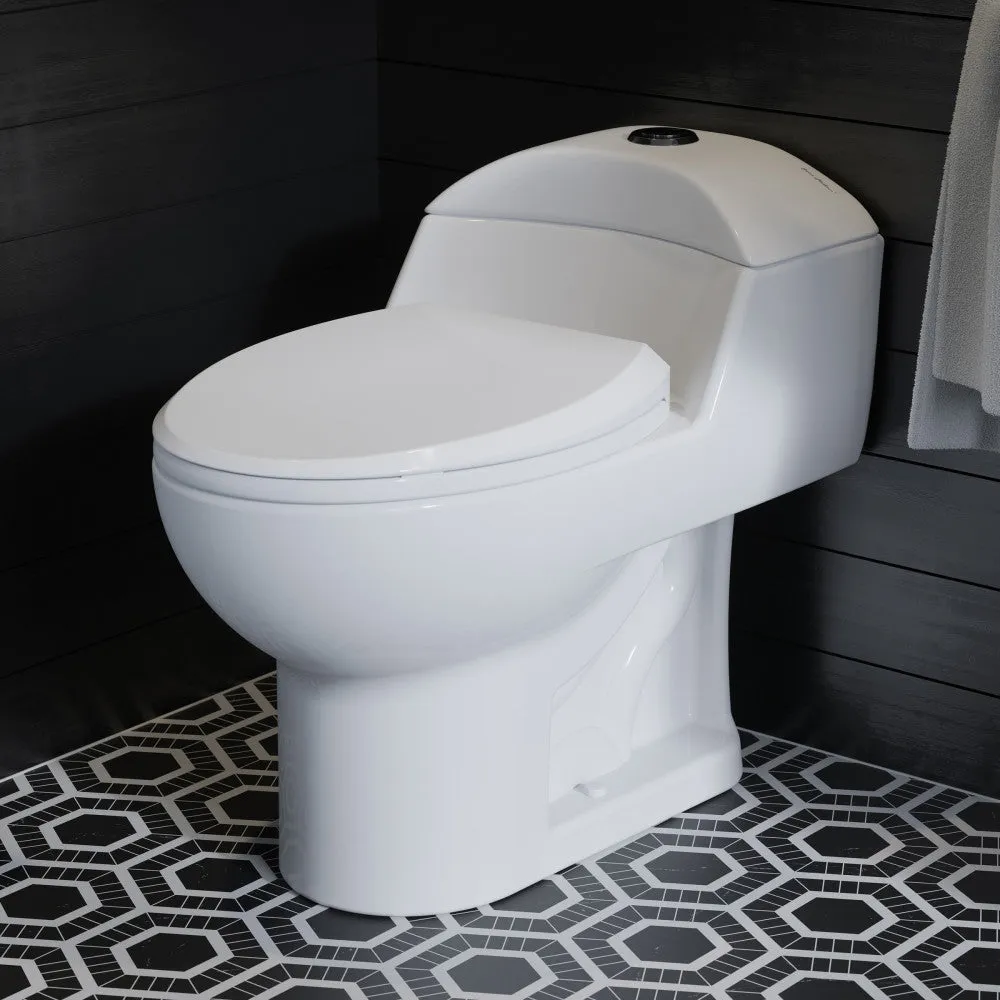 Chateau One Piece Elongated Toilet Dual Flush, Black Hardware 1.1/1.6 gpf