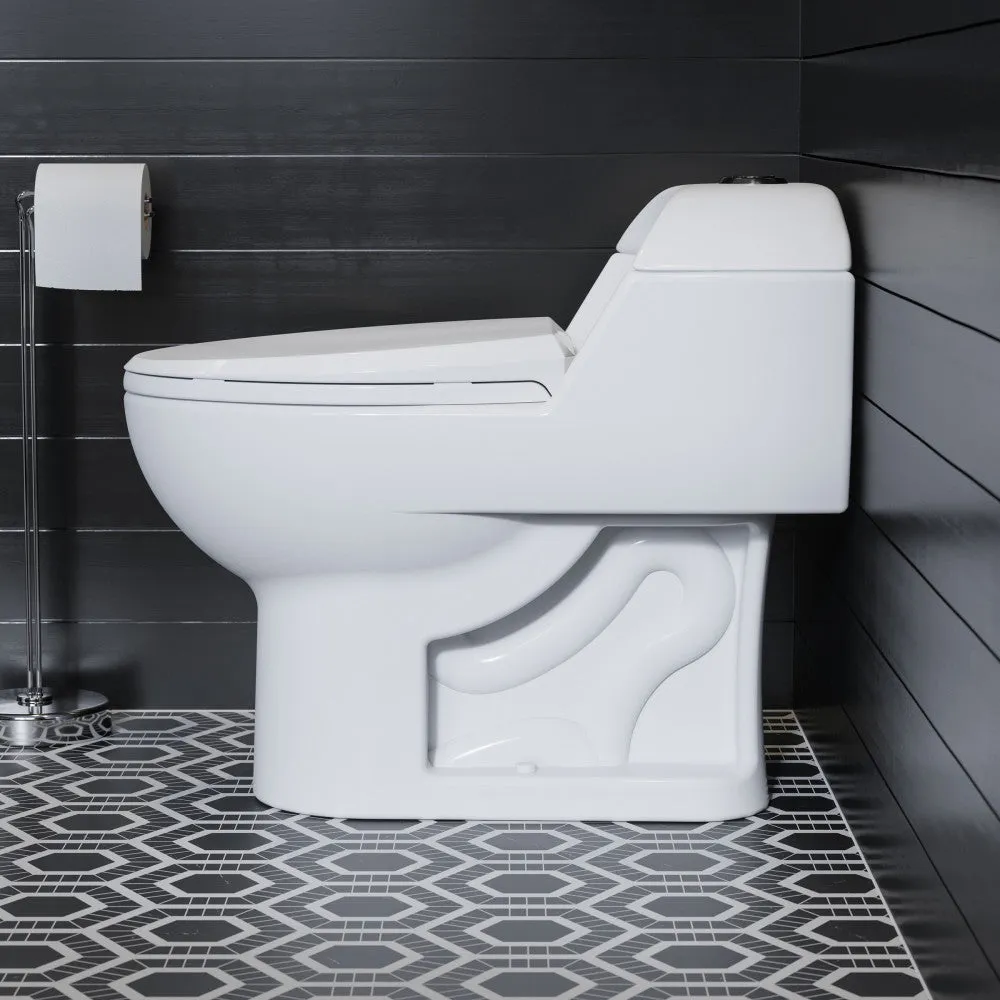 Chateau One Piece Elongated Toilet Dual Flush, Black Hardware 1.1/1.6 gpf
