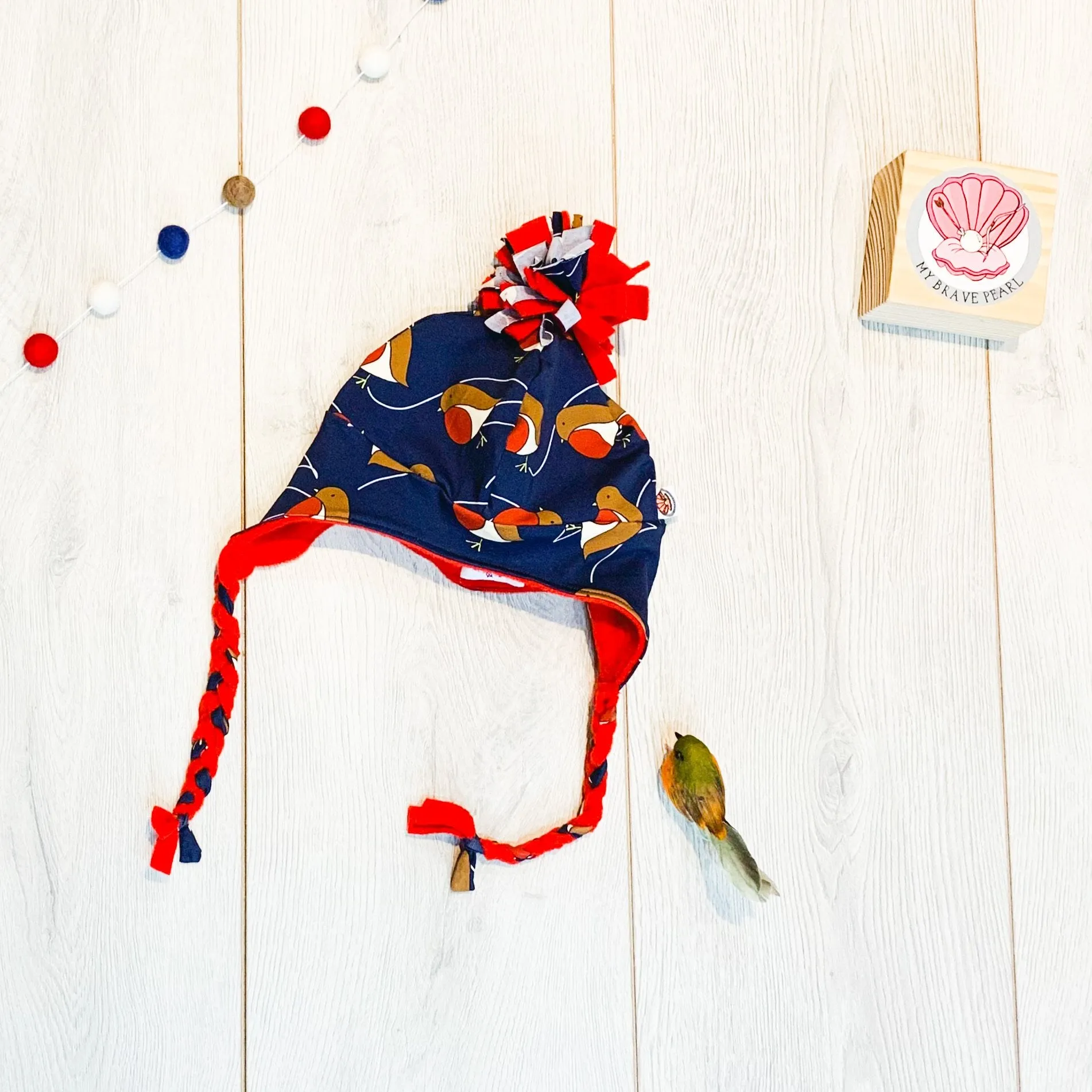 Christmas Earflap Pom Hat