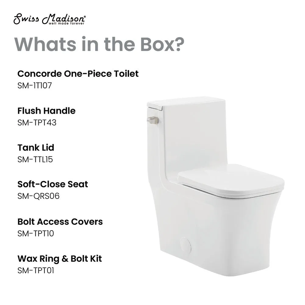 Concorde One-Piece Square Left Side Flush Handle Toilet 1.28 gpf
