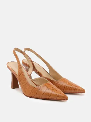 Croc Effect Sling Back Heels