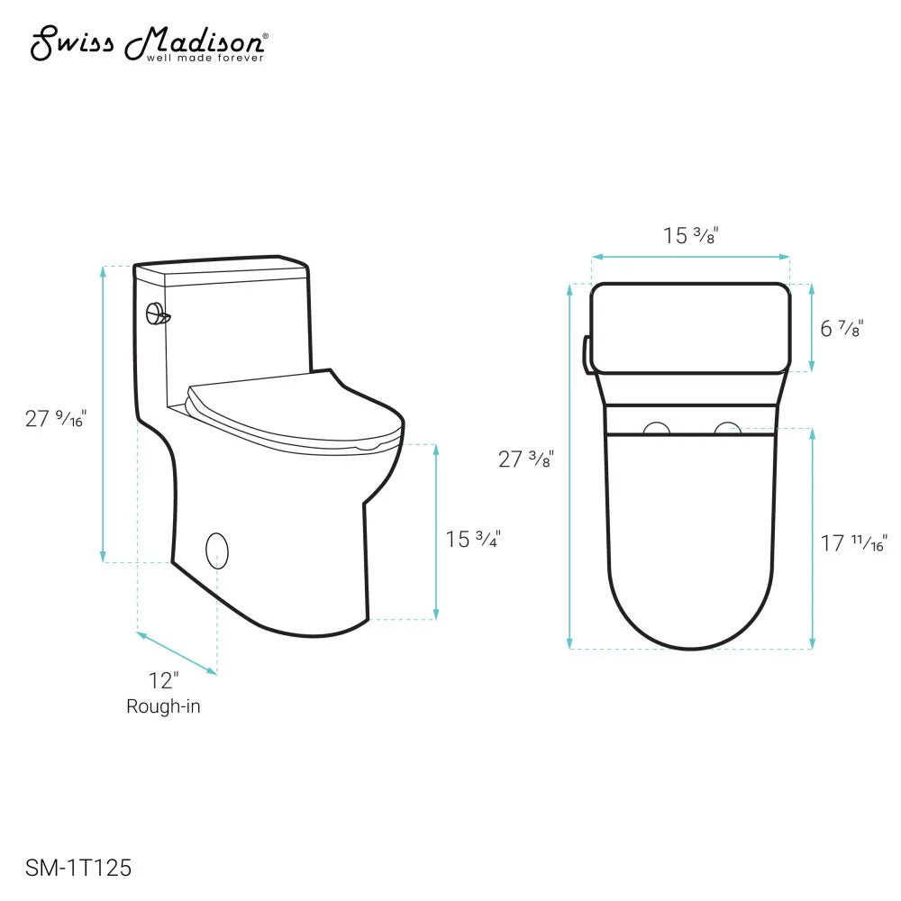 Daxton One-Piece Elongated Left Side Flush Toilet 1.28 gpf