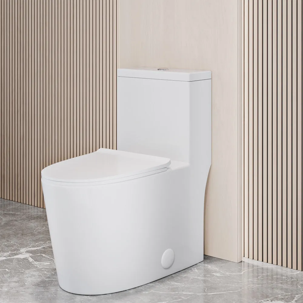 Dreux High Efficiency One-Piece Elongated Toilet with 0.8 GPF Water Saving Patented Technology
