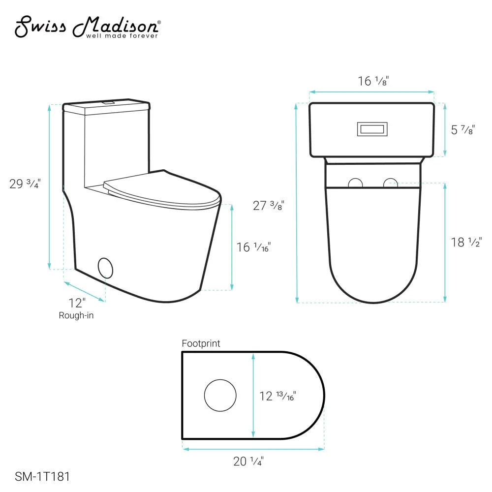 Dreux One Piece Elongated Dual Flush Toilet with 0.95/1.26 GPF