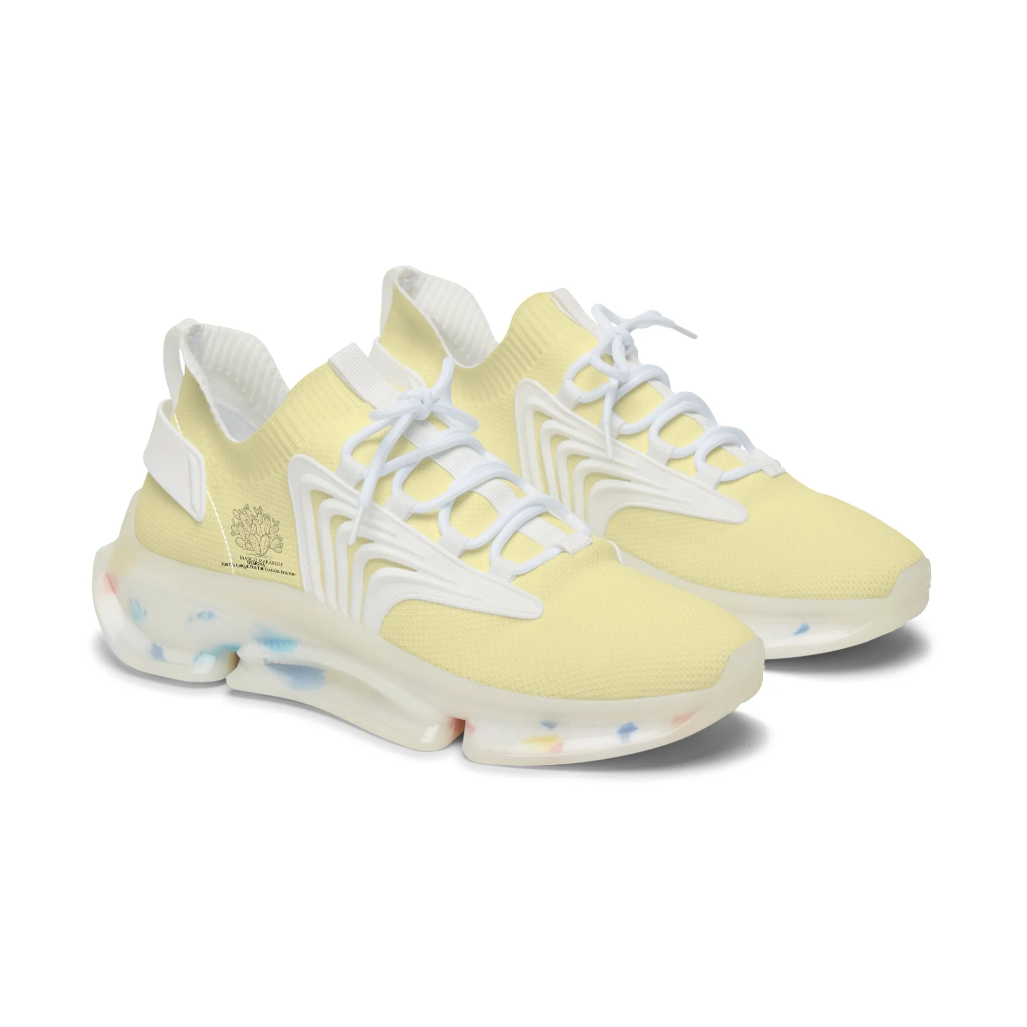 Elegant Women's Mesh Sneakers for Active Lifestyle Pastel Yellow by Margo Makaroff - Personalization Available